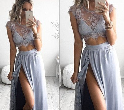 Blue Prom Dress,Boho Prom Dress,Two Piece Prom Dress,Formal Dress,Sexy Prom Dress,MA066-Dolly Gown