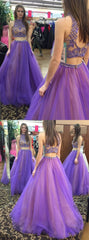 Lavender Prom Dress Tulle Ball Gown Prom Dress Two Piece Prom Dress Long MA083-Dolly Gown