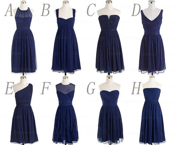 Short Bridesmaid Dresses Navy Bridesmaid Dresses,Mismatched Bridesmaid Dresses,Mixed Bridesmaid Dresses,MA093-Dolly Gown