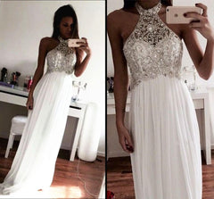 White Prom Dress Long Formal Dress Elegant Prom Dress Sparkly Evening Dress,MA120