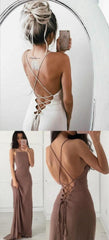Flowy Chocolate Brown Prom Dress Backless Prom Dress Brown Evening Dress MA161-Dolly Gown