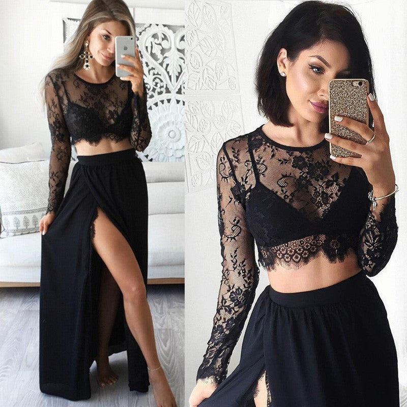 Black Prom Dress, 2 Pieces Prom Dress,Black Graduation Dress,Formal Dress 2017,MA162-Dolly Gown