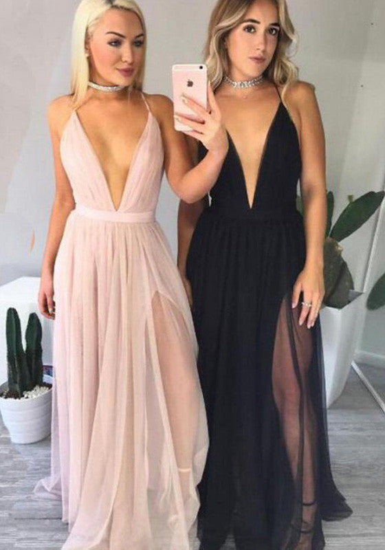 Plunge V neck Evening Dress | Sexy Flowy Boho Prom Dress Plunge V neck Evening Dress | Sexy Flowy Boho Prom Dress