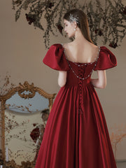 Maroon Cinderella Princess Prom Dress - DollyGown
