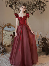 Maroon Princess Polka Dot Prom Dress - DollyGown