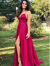 Maroon Side Slit Simple Chiffon A line Prom Dress,Evening Dresses for Wedding,GDC1180-Dolly Gown