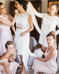 Charming Mermaid Beach Lace Top Bridal Separates Two Piece Long Wedding Dress 20082236-Dolly Gown