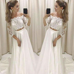Modern Off the Shoulder Long Sleeve Crop Top Wedding Dress,Affordable Bridal Separates,20082670-Dolly Gown