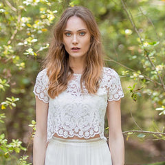 Modern Romantic Two Piece Lace Wedding Dress with Open Back,20082696-Dolly Gown