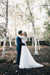 Modest Long Sleeve Wedding Dress Wedding Tulle Skirt and Top Bridal Separates 20082223-Dolly Gown