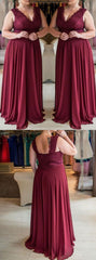 Modest Chiffon  Burgundy Plus Size Prom Dress Long Chiffon Prom Dress GDC1176-Dolly Gown