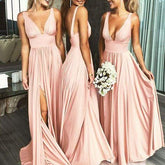 Modest Cheap Pink Sexy Jersey Long Bridesmaid Dresses,GDC1078-Dolly Gown