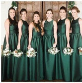 Modest High Neck Emerald Green Bridesmaid Dresses,Long Fall Bridesmaid Dresses,GDC1043-Dolly Gown