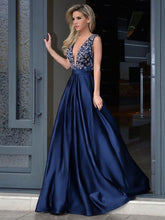 Most Popular Navy Blue Plunge V neck Prom Dress Formal Wear,GDC1169-Dolly Gown