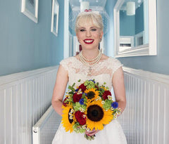 New Arrival Polka Dot Lace Appliques Tea Length Rustic Country Wedding Dress,20101616-Dolly Gown