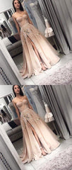 New Arrival Side Slit Strapless Champagne Prom Dress Special Occasion Dress GDC1069-Dolly Gown
