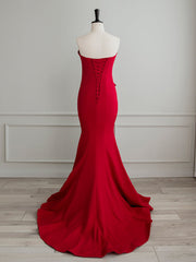 Strapless Red Tight Fit Prom Dress Evening Dress - DollyGown
