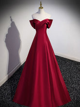Off The Shoulder Red Satin Formal Dress Prom Dress - DollyGown