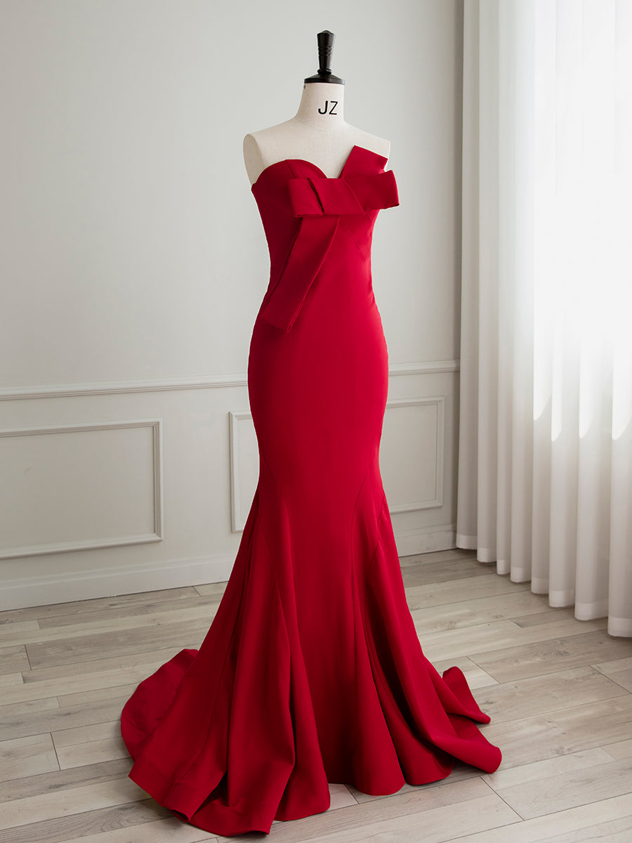 Strapless Red Tight Fit Prom Dress Evening Dress