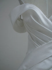 Off Shoulders Draping Silk Ball Gown Wedding Dress - DollyGown