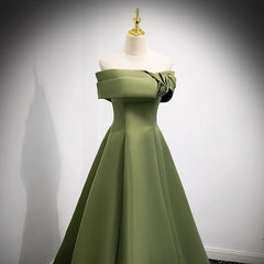 Off Shoulders Olive Green Formal Prom Dress - DollyGown