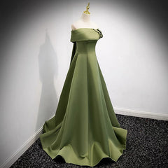 Off Shoulders Olive Green Formal Prom Dress - DollyGown