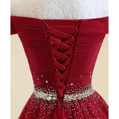 Off Shoulders Red Tulle Floor Length Prom Dress,8TH Grade Dance Dress,GDC1278-Dolly Gown