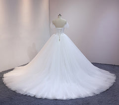 Off the Shoulder Tulle Princess Ball Gown Wedding Dress Unique Ball Gown for Wedding #21011206-Dolly Gown
