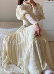Old Fashioned Vintage Maxi Dress with Long Sleeves - DollyGown