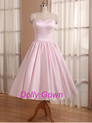 Pink Short Vintage Bridesmaid Dresses with Spaghetti Straps 50s style bridesmaid dresses 20081102-Dolly Gown