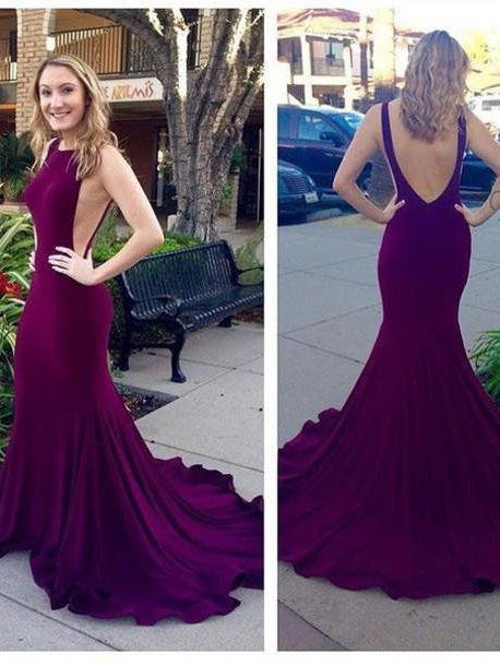Plum Prom Dress Formal Dress Backless Prom Dress Mermaid Prom Dress MA103-Dolly Gown