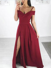 Popular Burgundy Slit Off Shoulder Party Formal Prom Dress GDC1056-Dolly Gown