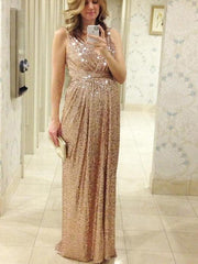Pregnancy Bridesmaid Dress Champagn Long Sequin Bridesmaid Dresses Robe De Demoiselle D'Honneur Longue Fs018-Dolly Gown
