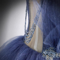 Princess Ball Gown Dusty Blue Tiered Prom Dress - Dollygown