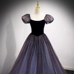Princess Glitter Prom Dress with Bubble Sleeves - DollyGown