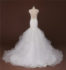 Low Back Princess Jewel Neck Fit and Flare Wedding Dress with Bling #21011211-Dolly Gown