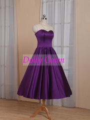 Purple Sweetheart 1950's Tea Length Country Style Vintage Bridesmaid Dresses-Dolly Gown