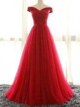 Red Off the Shoulder Prom Dress Long Tulle Prom Dress 2021 Prom Dress Robe De Soiree Pas Cher MA002-Dolly Gown
