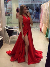Red Prom Dress with side Slit Prom Dress 2021 Long Prom Dress with Split Front MA128-Dolly Gown