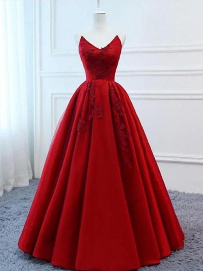 Red Puffy Prom Dress Lace Sweet 16th Ball Gown for Prom - DollyGown