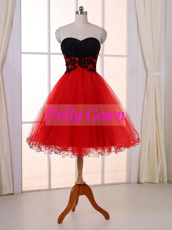 Red Short Prom Dress Teenager Prom Dress Strapless Prom Dress 2021 Short Formal Dress,18032805-Dolly Gown