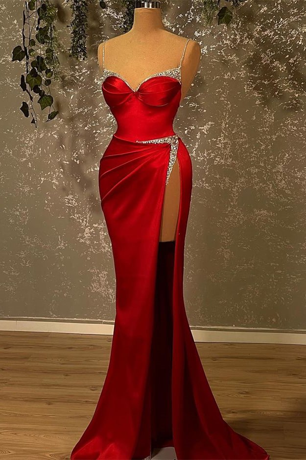 Red Side Slit Prom Dress for Curvy Girl