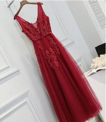 Red Lace Appliques See Through Prom Dress Long Party Graduation Dress,GDC1345-Dolly Gown