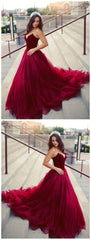 Red Maroon Princess Ball Gown Tulle Wedding Dress Red Prom Dress.GDC1059-Dolly Gown