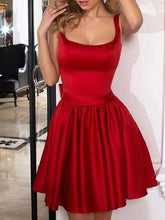 Red Scoop Neck Short Homecoming Dress Satin Simple Short Prom Dress GDC1307-Dolly Gown