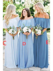 Refined Fall Chiffon Boho Off The Shoulder Bridesmaid Dresses Long Summer Bridesmaid Dresses,GDC1167-Dolly Gown