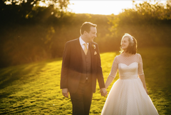 Retro Country Style Polka Dot Tea Length Wedding Dress with 1/2 Sleeves 20081824-Dolly Gown