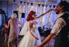 Retro Long Sleeve Tea length Full Circle Skirt Polka Dot Wedding Dress with Bow Sash,20101607-Dolly Gown