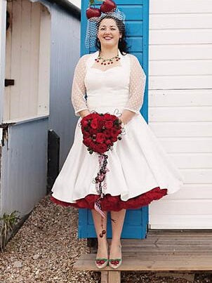 Retro Short Wedding Dress Tea Length Halter 50s Dress Polka Dot Bolero,20111765