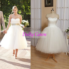 Retro Tulle Strapless Vintage 50s Style Rockabilly Wedding Dress Tea Length,DO008-Dolly Gown
